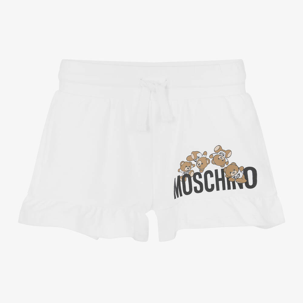 Moschino Kid-Teen-Girls White Cotton Teddy Bear Shorts | Childrensalon Outlet
