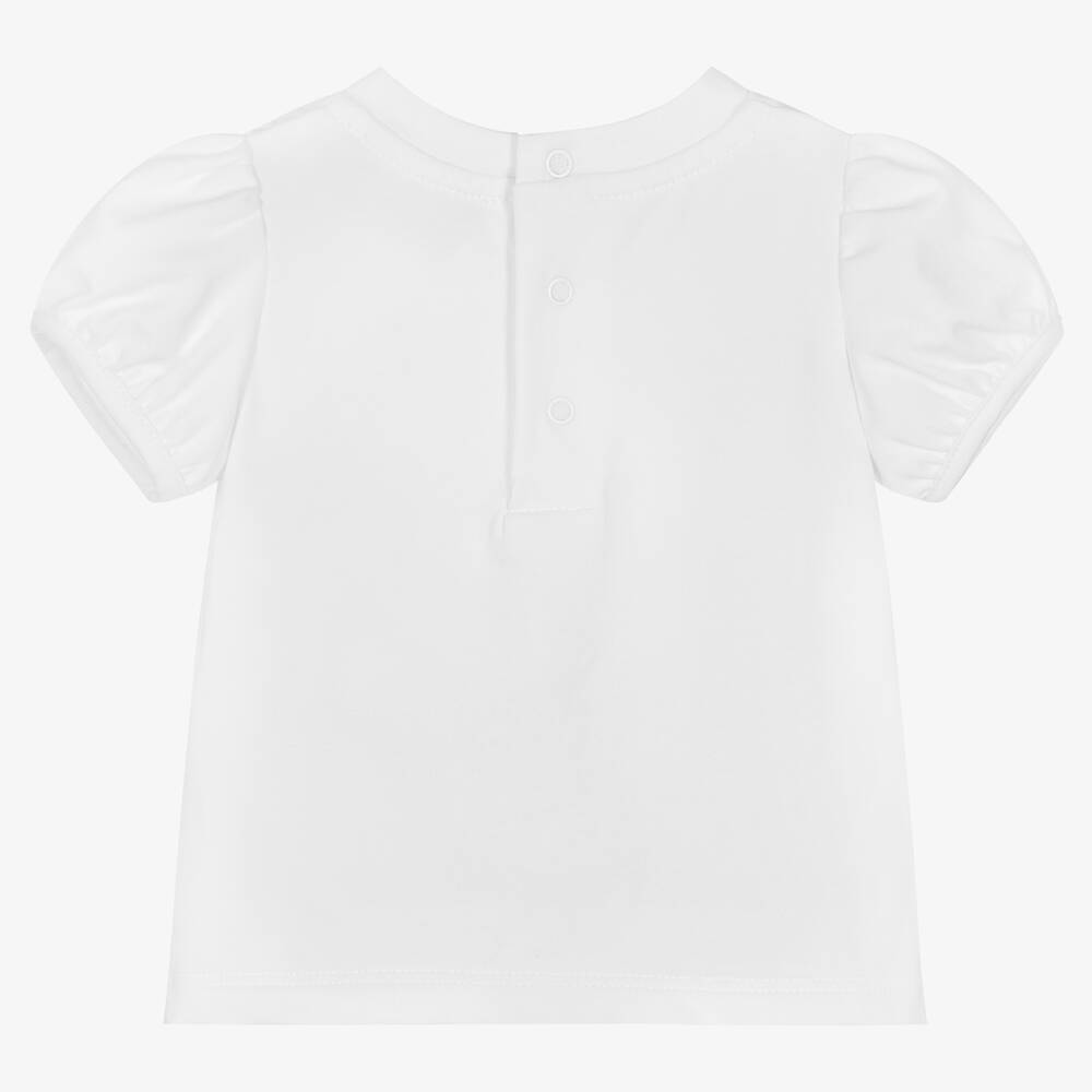 Moschino Малыши-Белая хлопковая футболка с медвежонком для девочек | Childrensalon Outlet