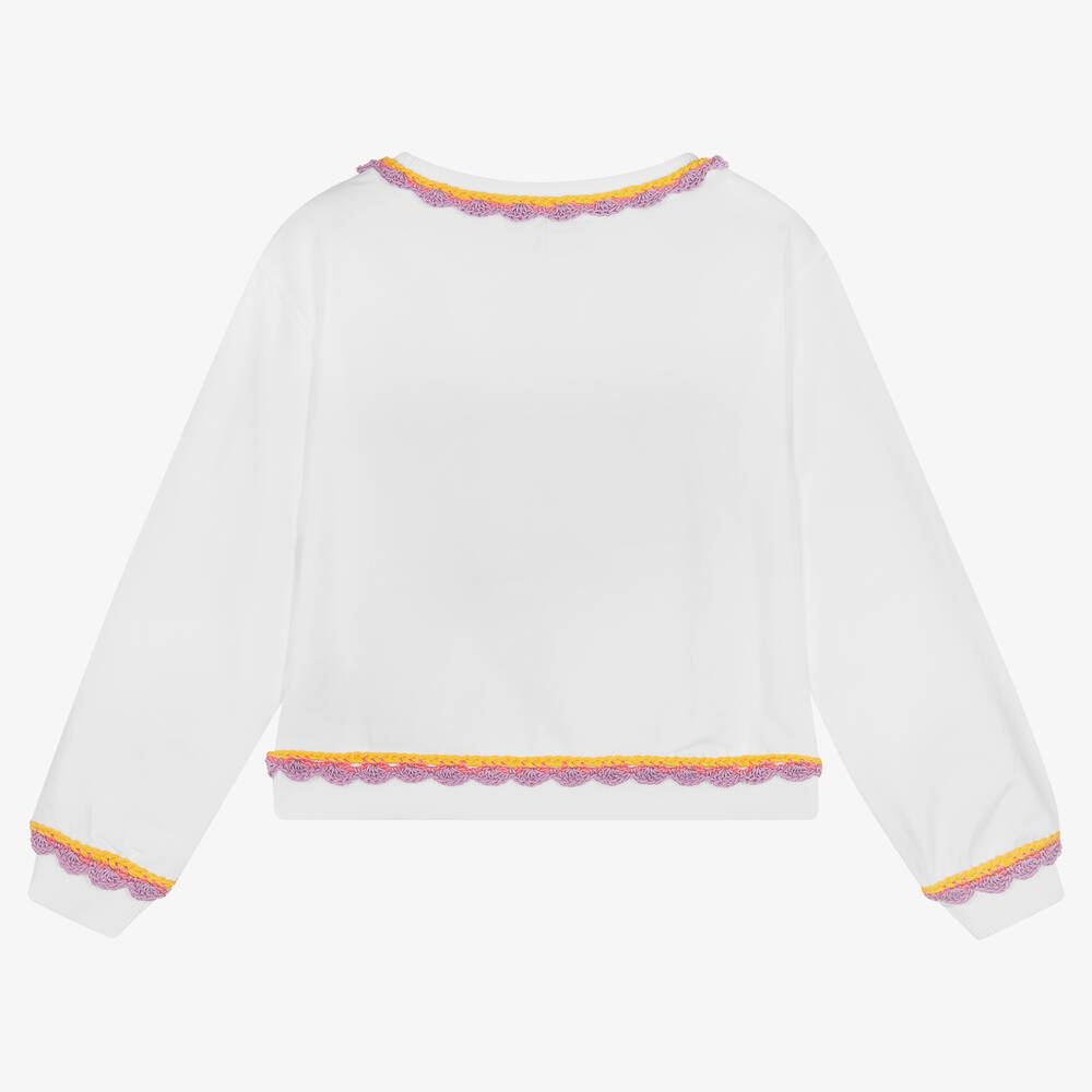 Moschino Kid-Teen-Girls White Cropped Logo Sweatshirt | Childrensalon Outlet
