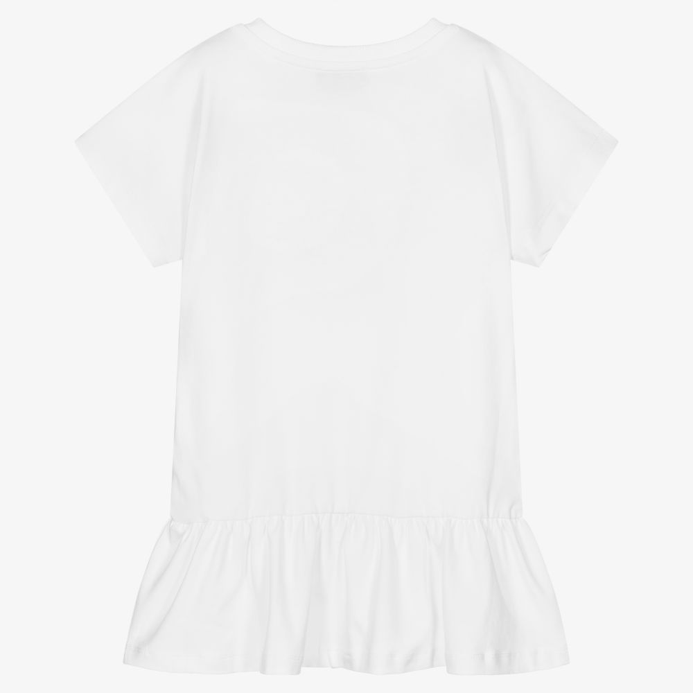 Moschino Kid-Teen-Girls White Logo Cotton Dress | Childrensalon Outlet