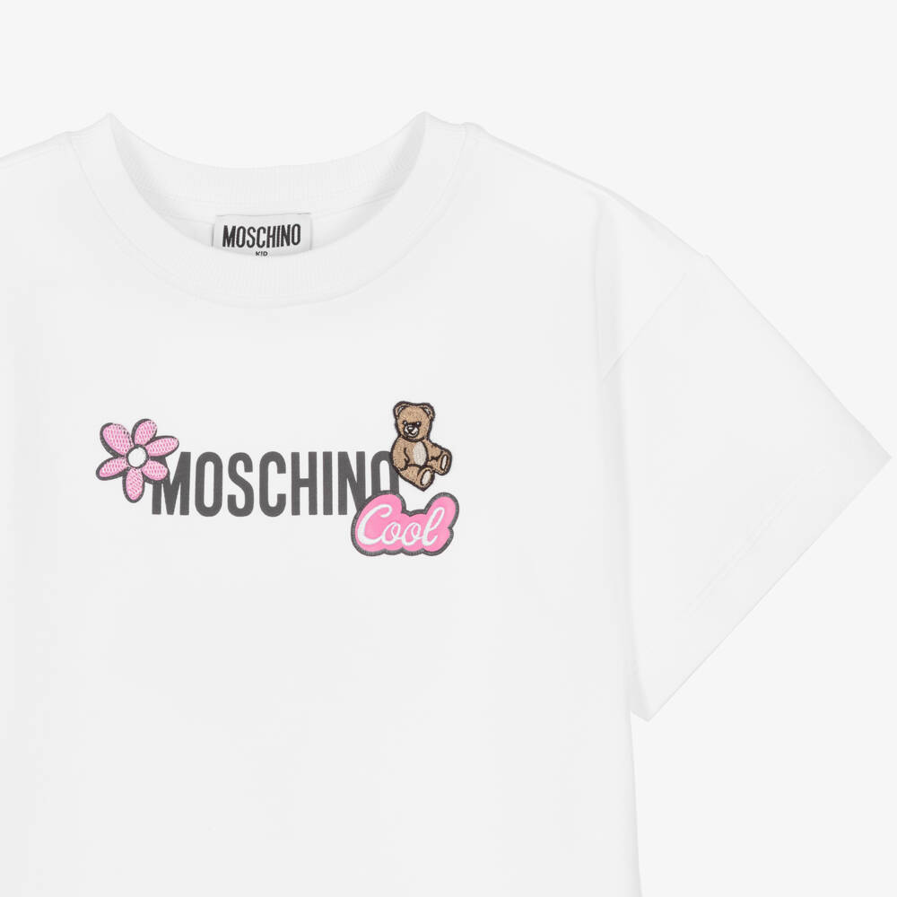 Moschino-Girls White Logo Summer Frock | Childrensalon Outlet