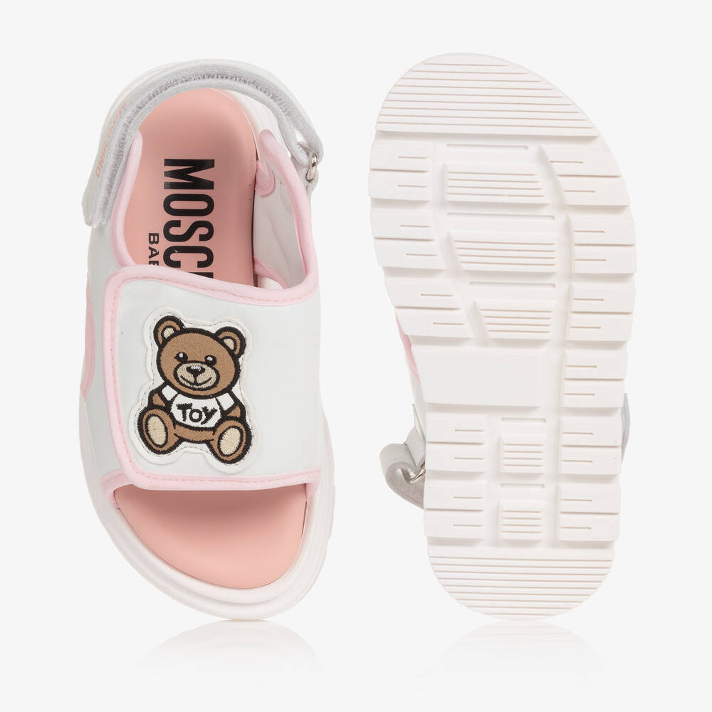 موسكينو Baby-صندل أطفال بناتي جلد لون أبيض وزهري | Childrensalon Outlet