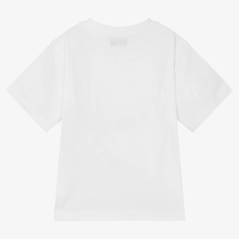 Moschino Кид-Тин-Белая футболка макси со стразами | Childrensalon Outlet