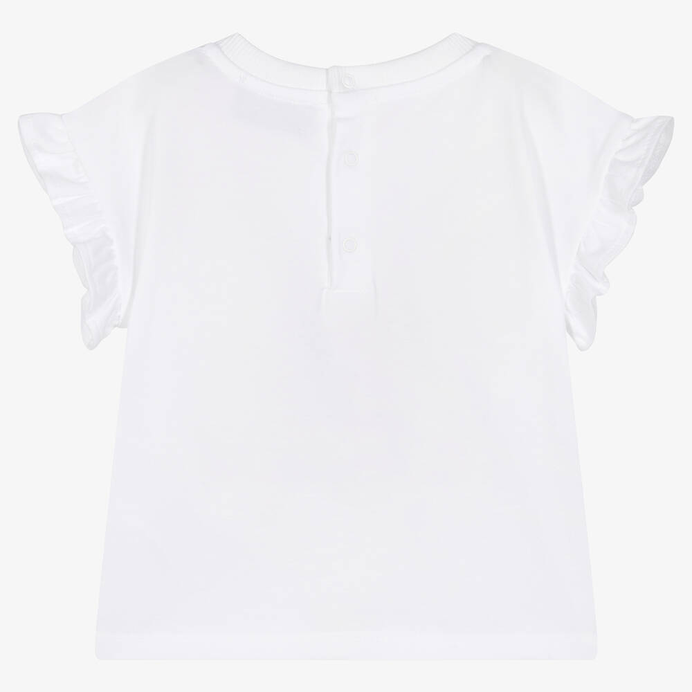 Moschino Baby Girls White Sequin Flower T Shirt Childrensalon Outlet