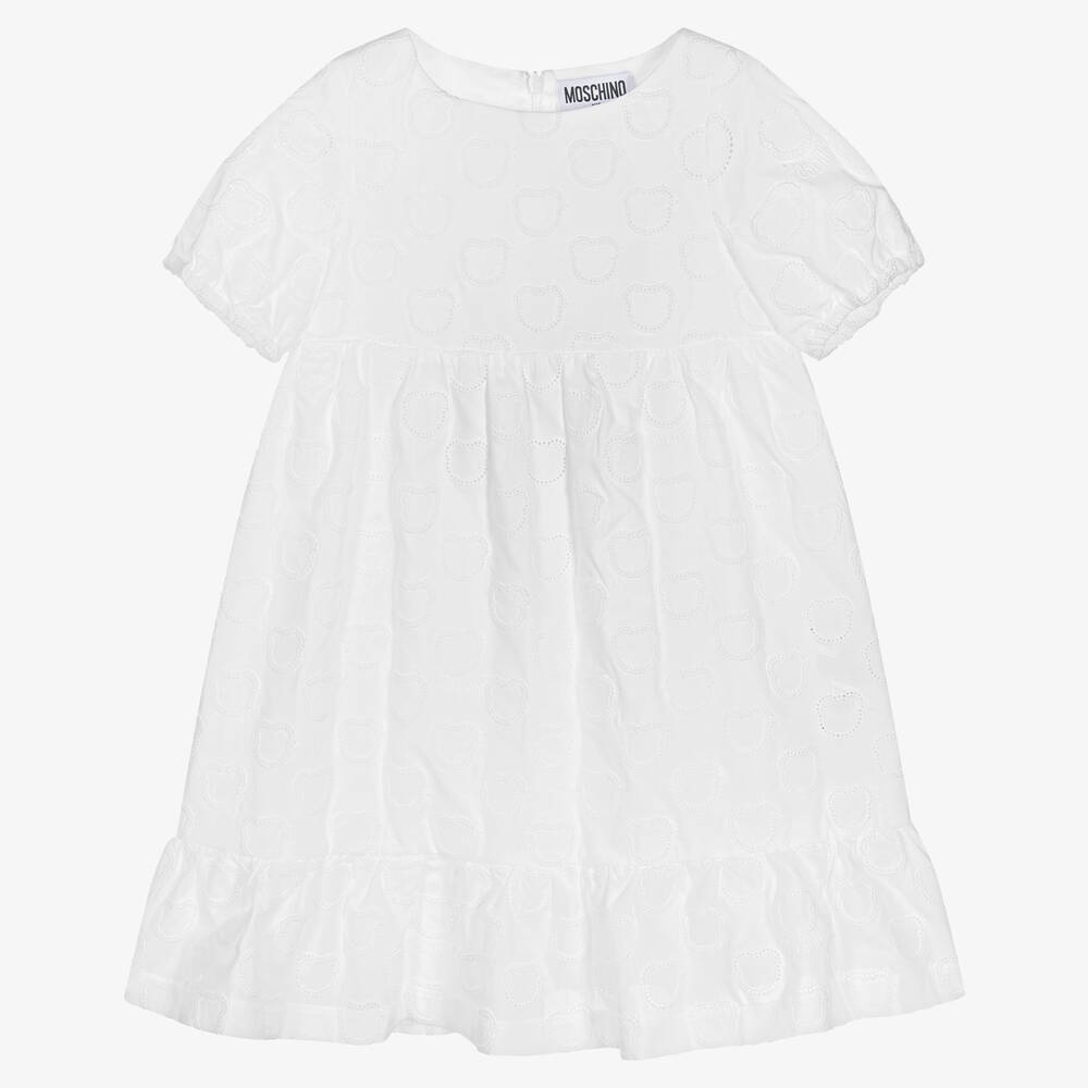 Moschino Kid-Teen - Weißes Teddybär-Kleid für Mädchen | Childrensalon