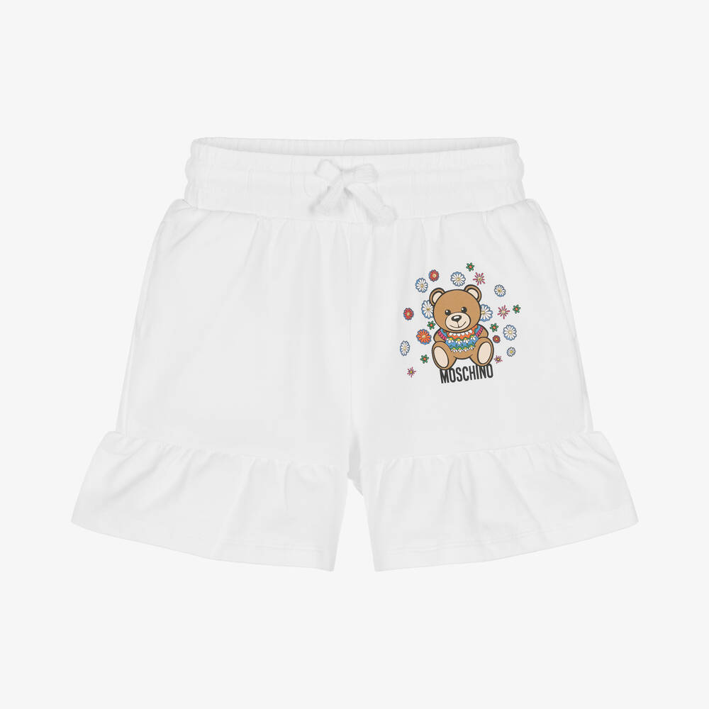 Moschino Kid-Teen - Weiße Teddybär-Shorts für Mädchen | Childrensalon