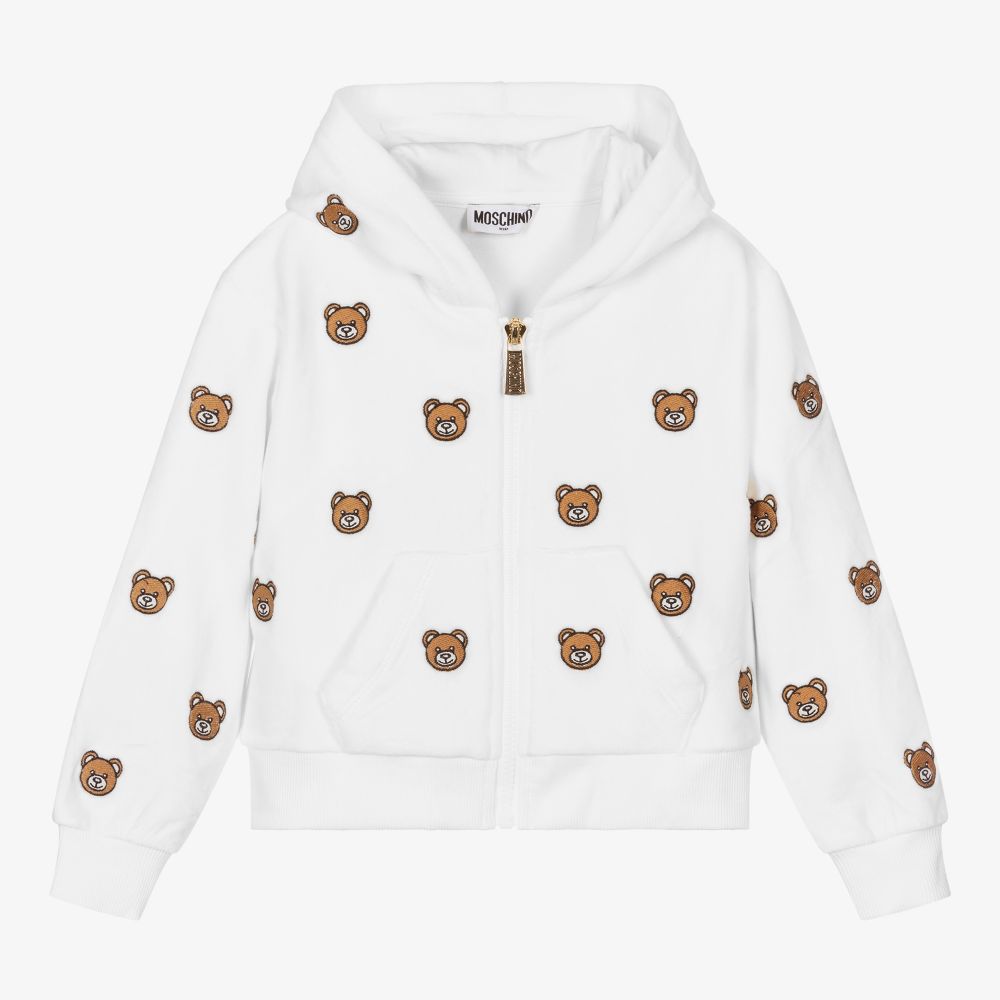 Moschino Kid-Teen-Girls White Velour Zip-Up Top | Childrensalon Outlet