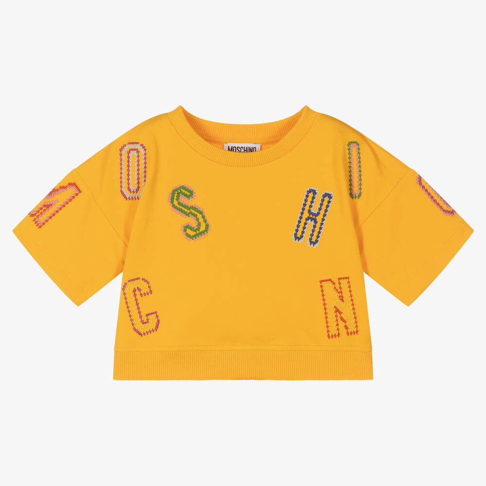 Moschino Kid-Teen - Желтая хлопковая футболка | Childrensalon