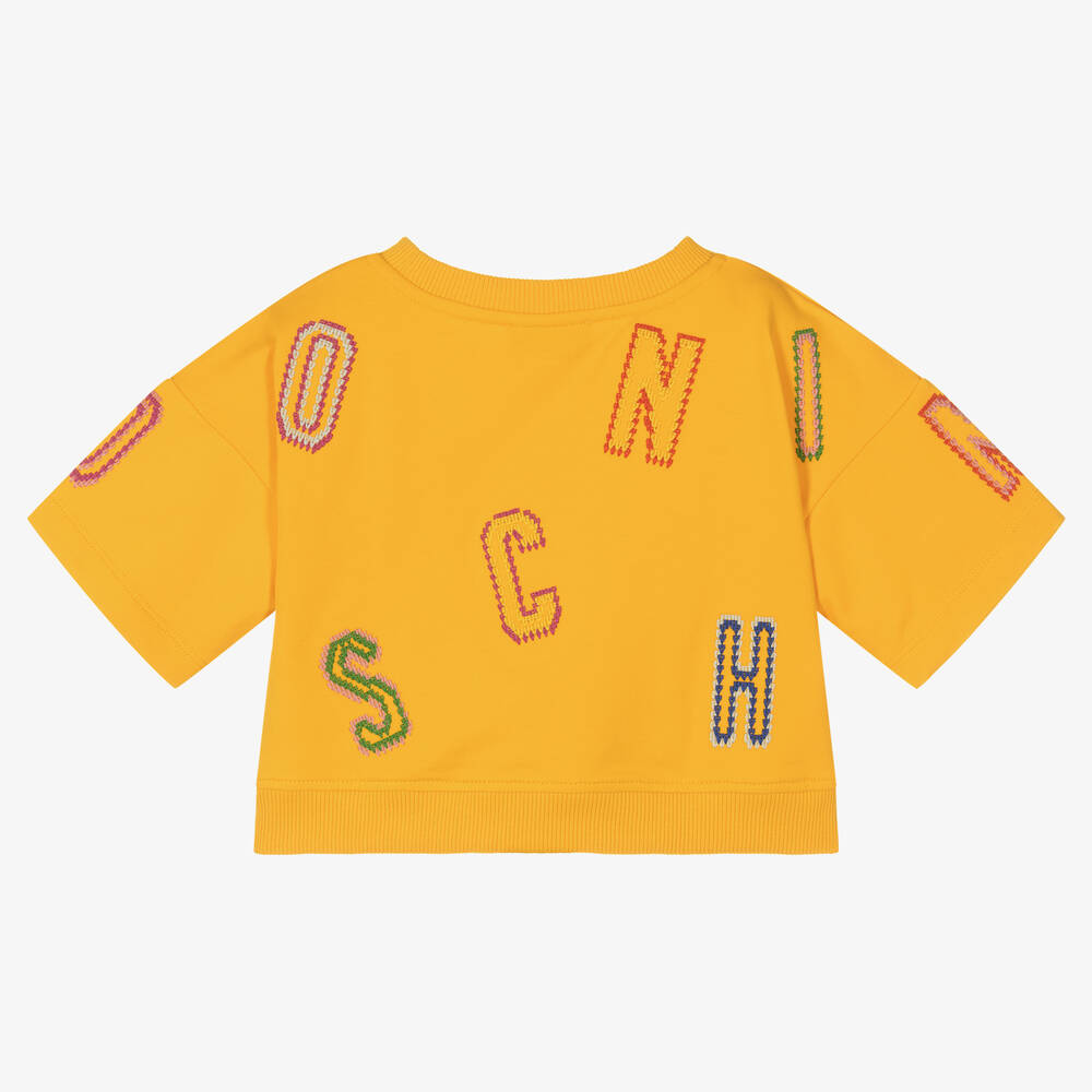 Moschino Kid-Teen-تيشيرت قطن جيرسي لون أصفر للبنات | Childrensalon Outlet