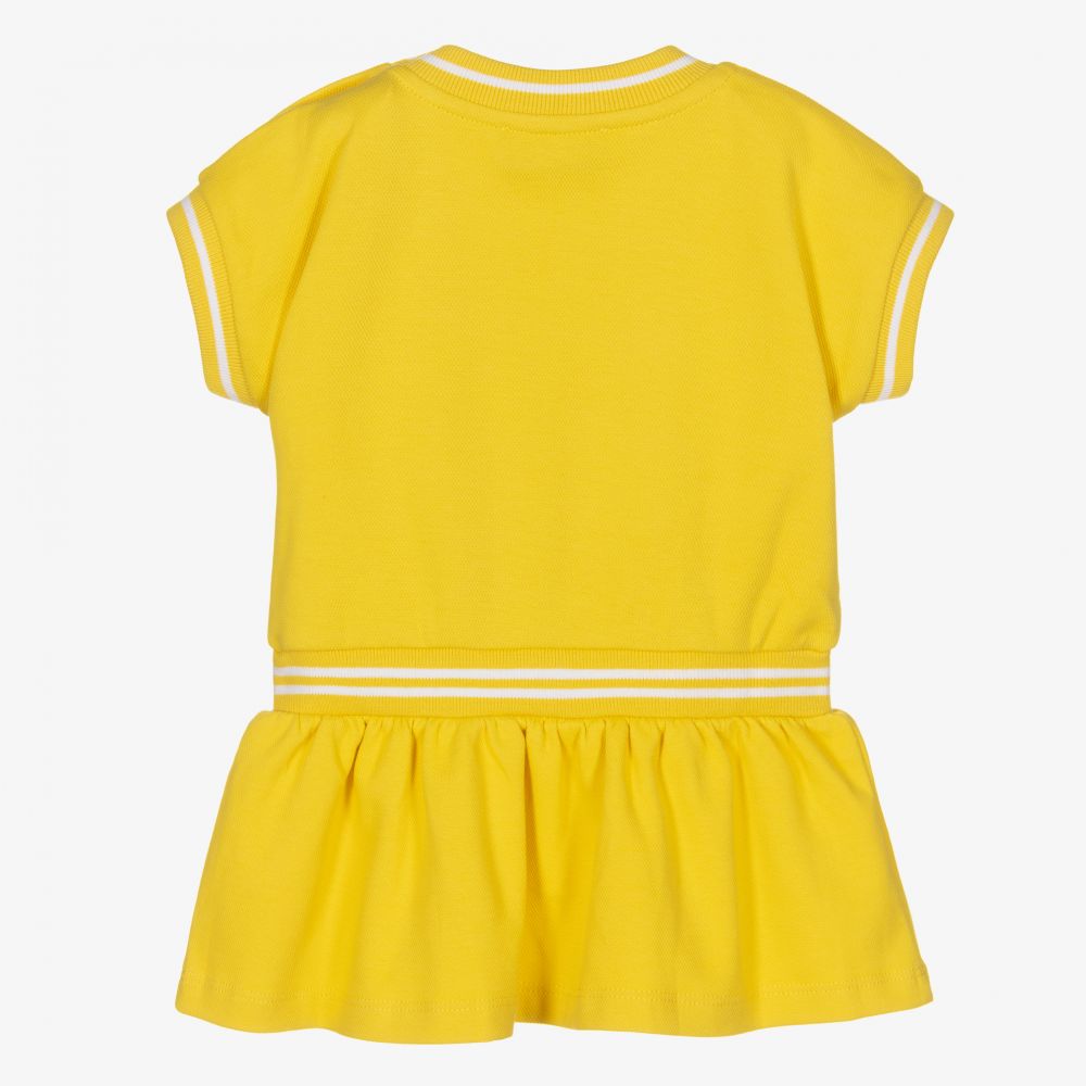 Moschino Baby-Girls Yellow Cotton Piqué Dress | Childrensalon Outlet