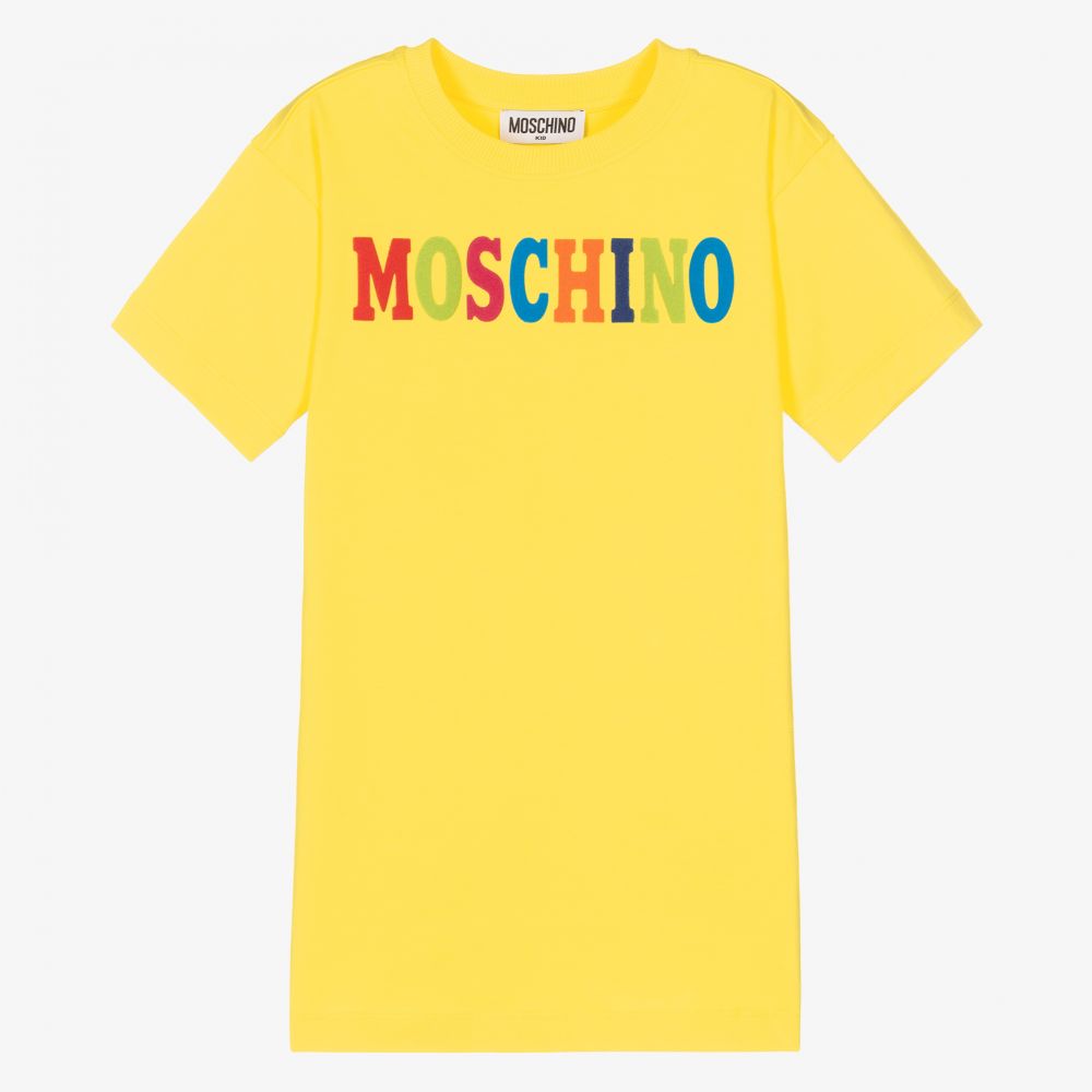 Moschino Kid-Teen - فستان قطن جيرسي لون أصفر | Childrensalon