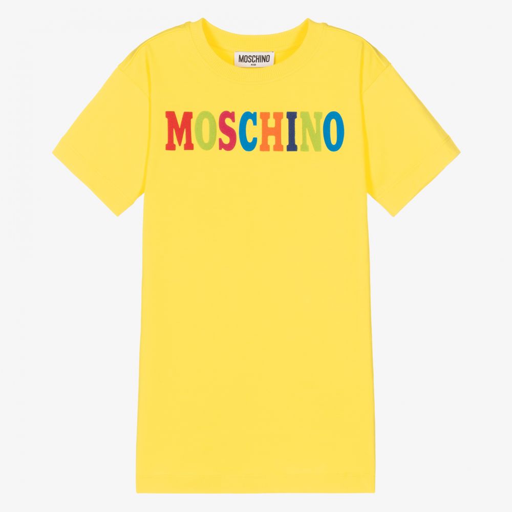 Moschino Kid-Teen-Girls Yellow Logo Dress | Childrensalon Outlet