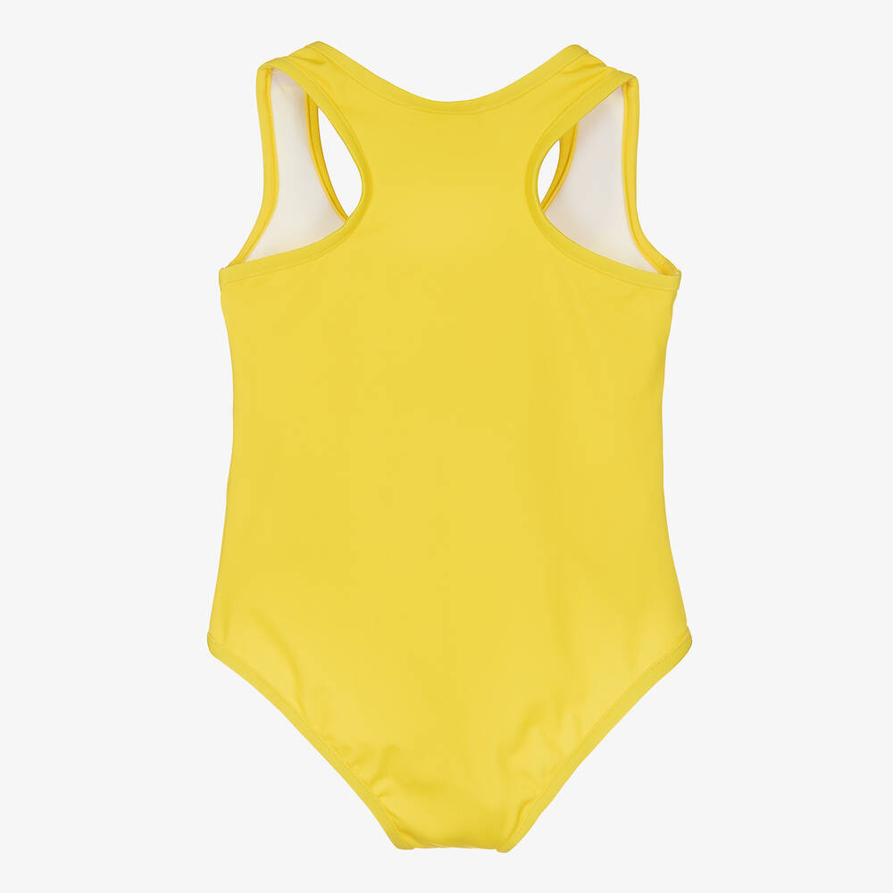 Moschino Kid Teen Girls Yellow Teddy Bear Logo Swimsuit Childrensalon Outlet