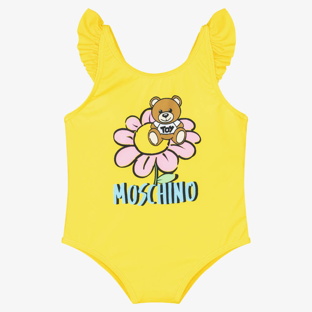 Moschino Baby - Girls Yellow Teddy Bear Swimsuit | Childrensalon