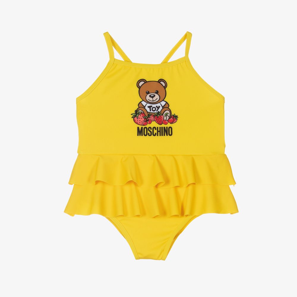 Moschino Baby - Girls Yellow Teddy Swimsuit | Childrensalon