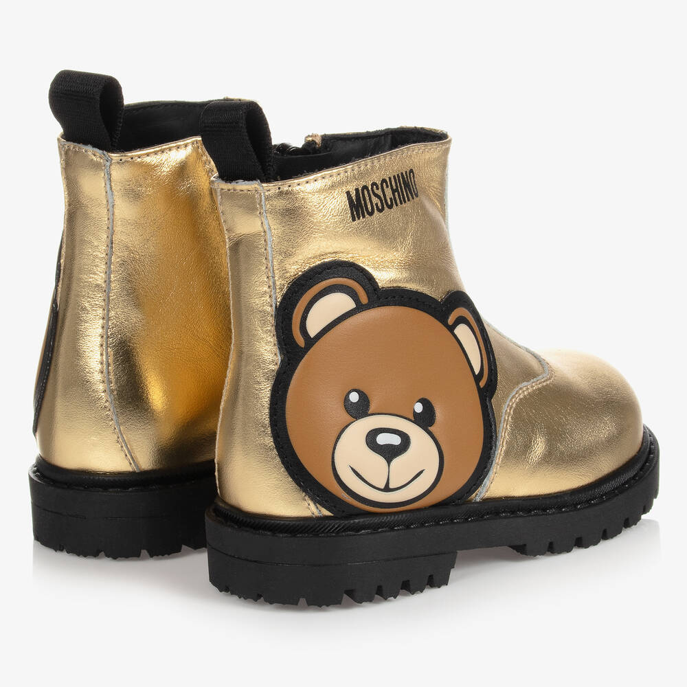 موسكينو Kid-Teen-بوت جلد لون ذهبي للأطفال | Childrensalon Outlet