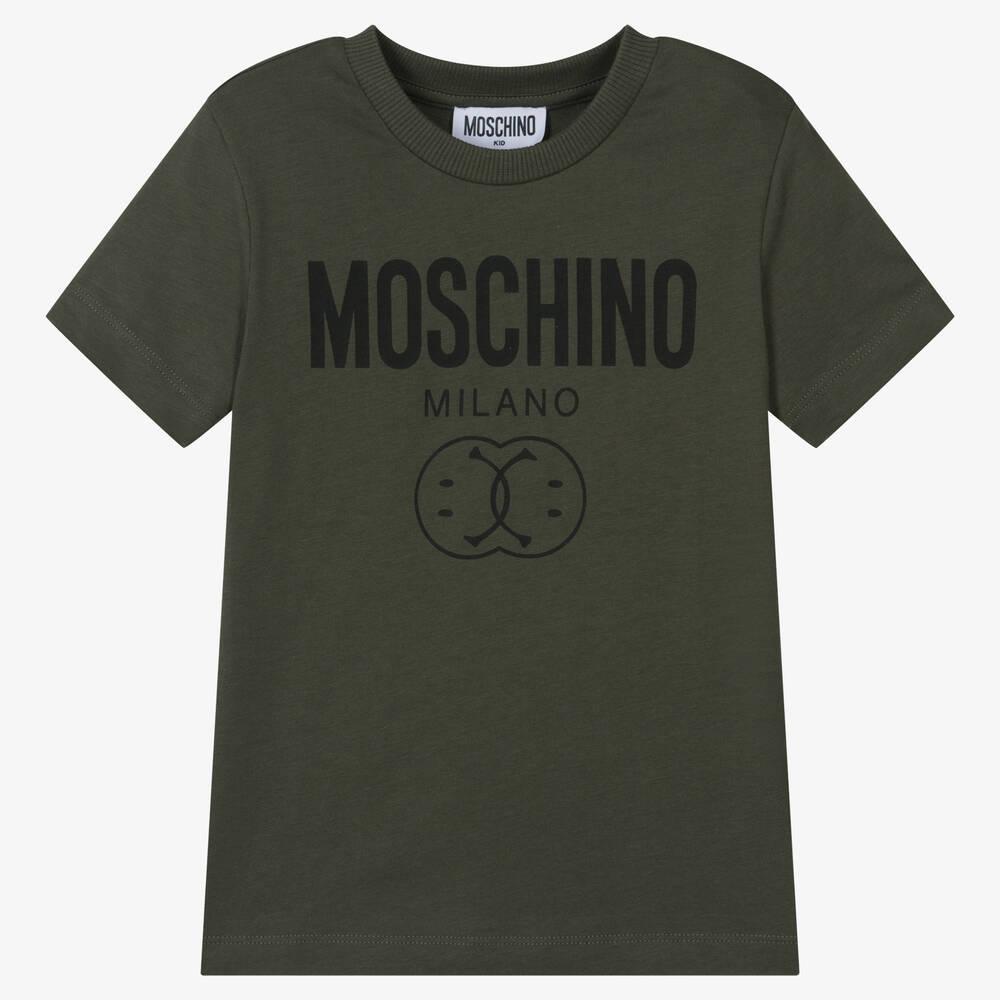 Moschino Kid-Teen - Green Cotton Double Smiley T-Shirt | Childrensalon