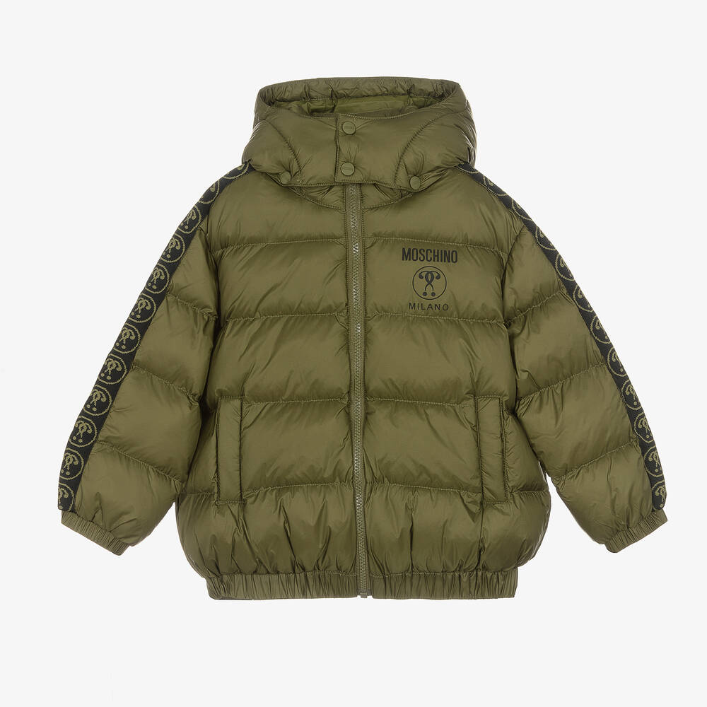 Moschino Kid-Teen - Green Question Mark Puffer Jacket | Childrensalon