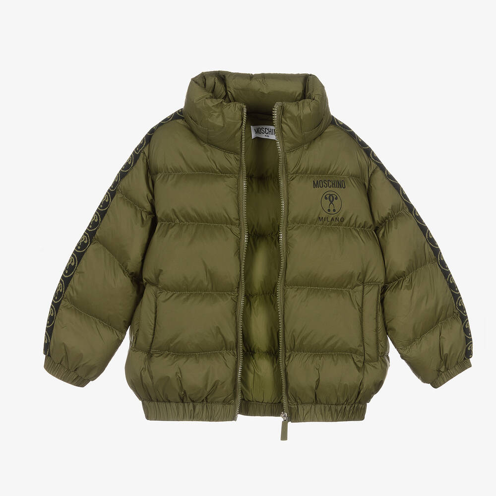 Moschino Kid-Teen-Green Question Mark Puffer Jacket | Childrensalon Outlet