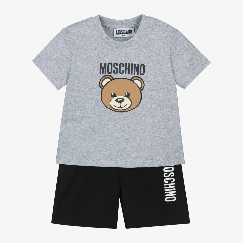 Moschino Baby-Grey & Black Cotton Shorts Set | Childrensalon Outlet