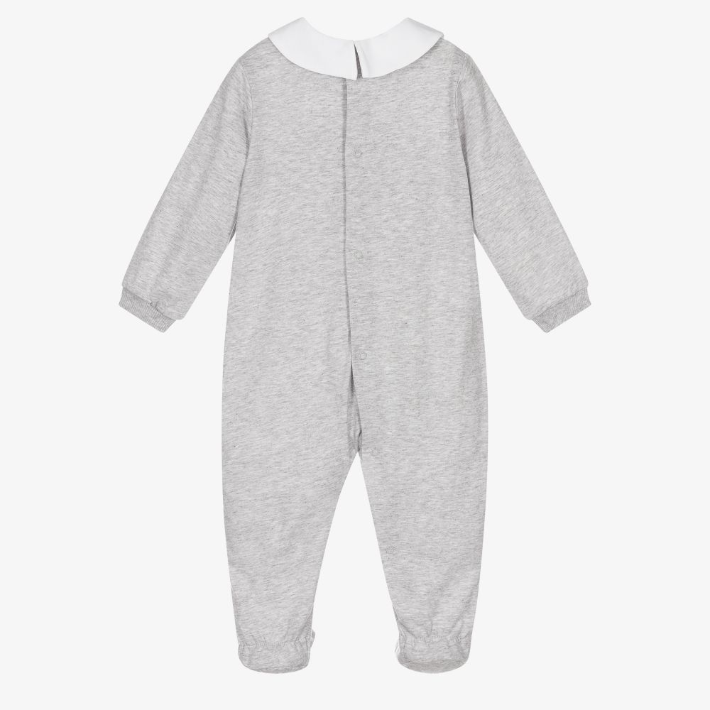 Moschino Baby-Grey Cotton Logo Babygrow | Childrensalon Outlet