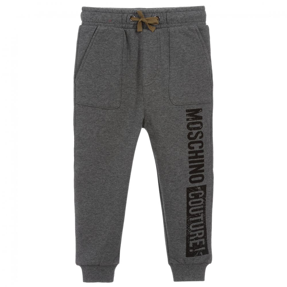 Moschino Kid-Teen - Grey Cotton Logo Joggers | Childrensalon