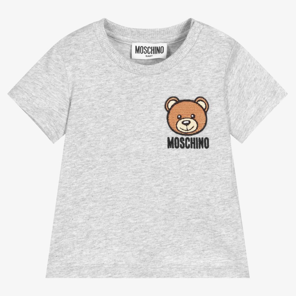 Moschino Baby - Серая хлопковая футболка | Childrensalon