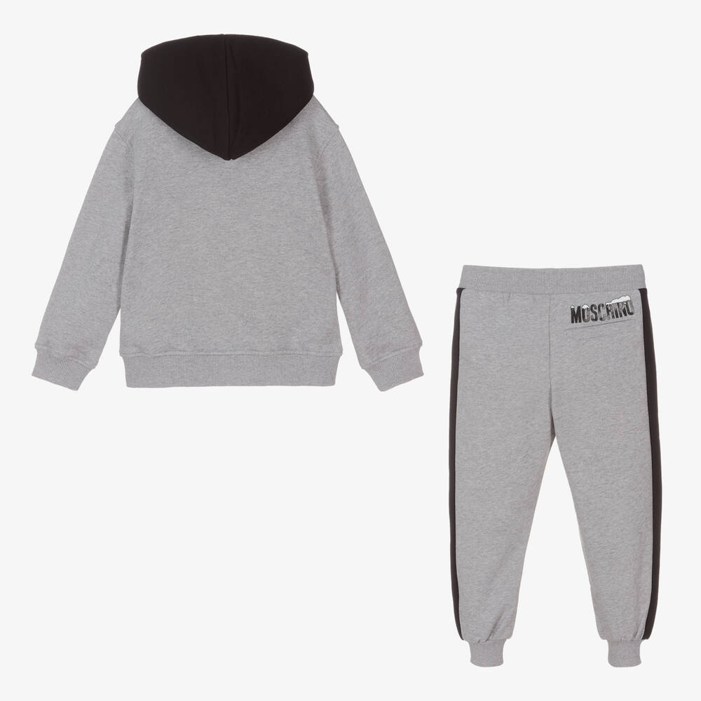 Moschino Kid-Teen-Grey Cotton Logo Tracksuit | Childrensalon Outlet