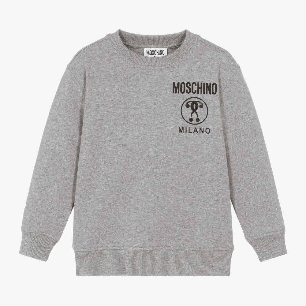 Moschino Kid-Teen - Grey Cotton Question Mark Sweatshirt | Childrensalon