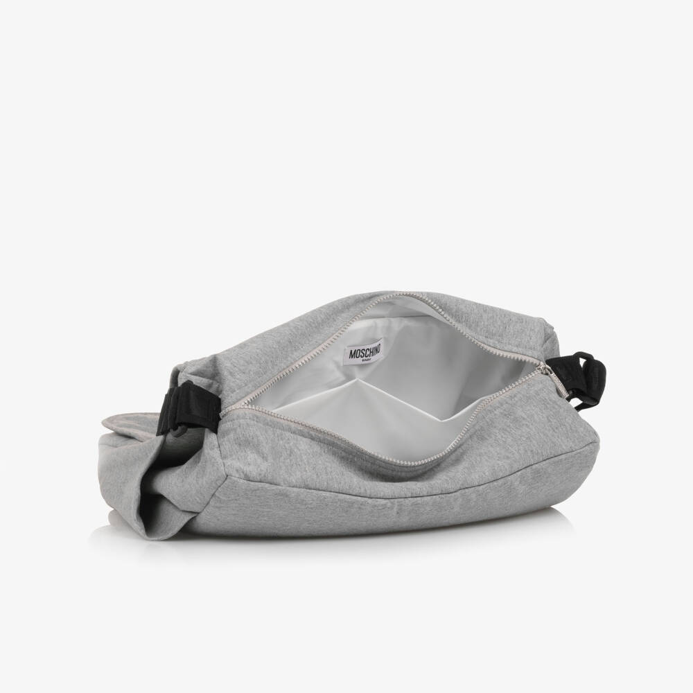 Moschino-Grey Cotton Teddy Bear Changing Bag (40cm) | Childrensalon Outlet