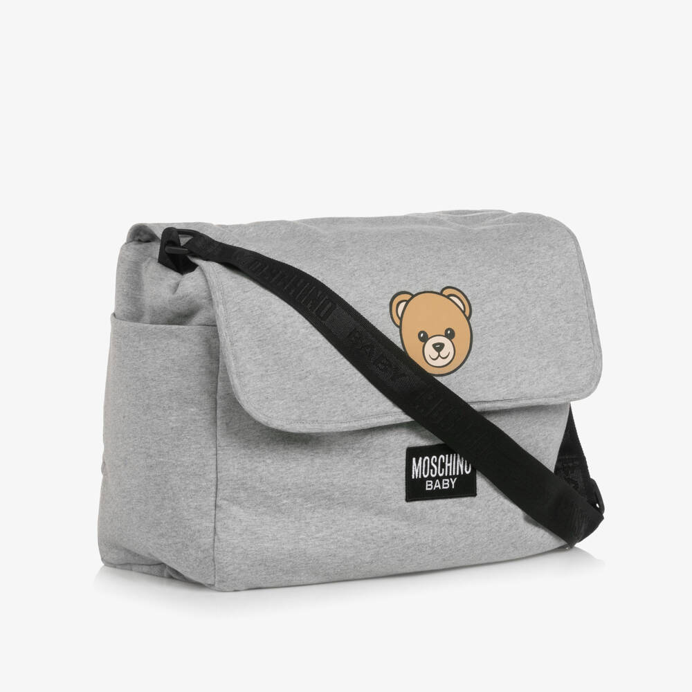 Moschino-Grey Cotton Teddy Bear Changing Bag (40cm) | Childrensalon Outlet