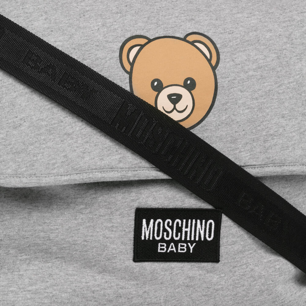 Moschino-Grey Cotton Teddy Bear Changing Bag (40cm) | Childrensalon Outlet