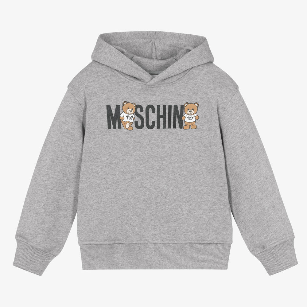 Moschino Kid-Teen - Grey Cotton Teddy Bear Hoodie | Childrensalon