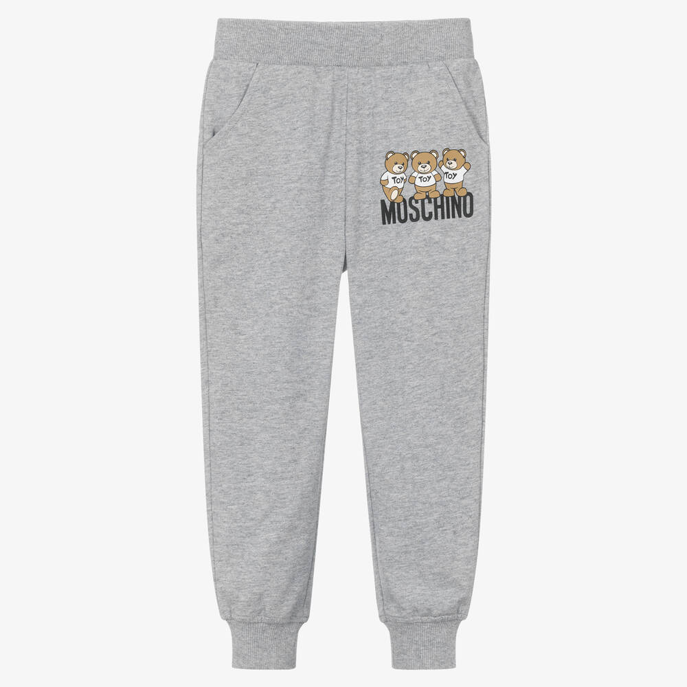 Moschino Kid Teen Grey Cotton Teddy Bear Joggers Childrensalon Outlet