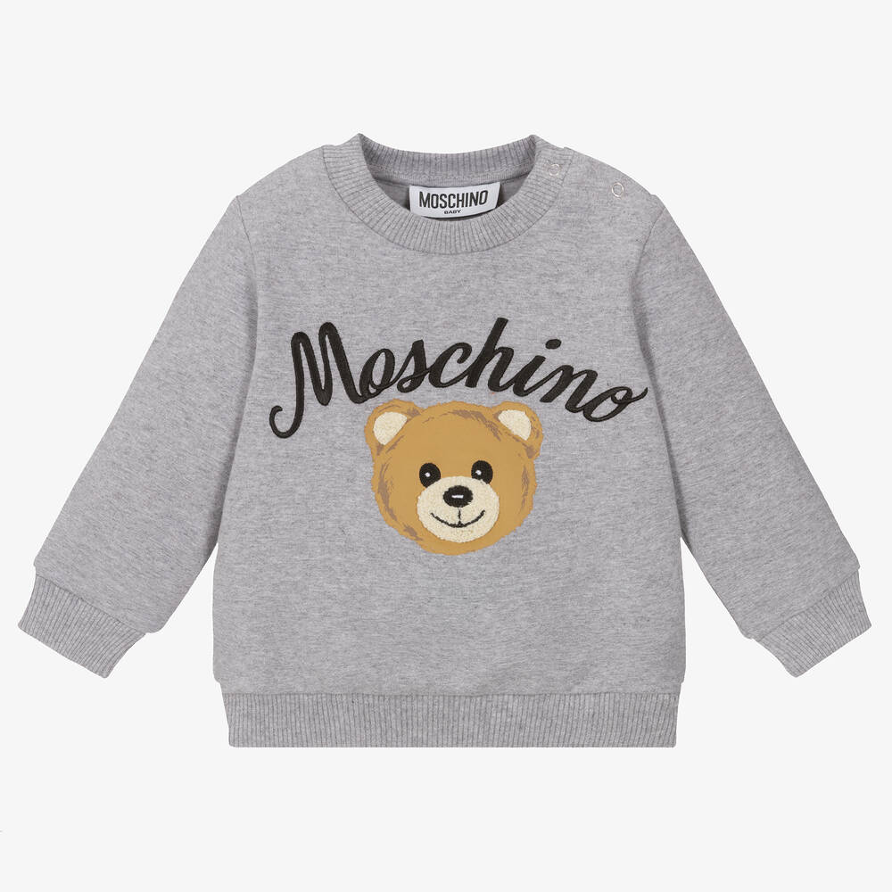 Moschino Baby - Серый хлопковый свитшот с медвежонком | Childrensalon