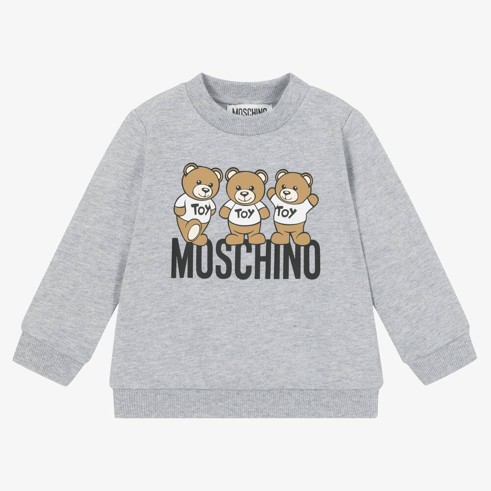 Moschino Baby - سويتشيرت بطبعة تيدي بير قطن جيرسي لون رمادي | Childrensalon