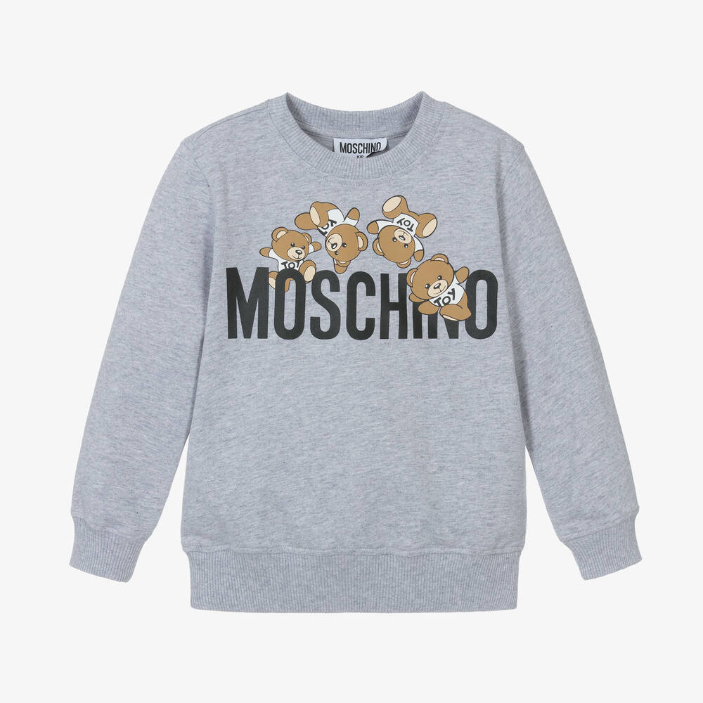 Moschino Grey Cotton Teddy Bear Sweatshirt Childrensalon Outlet