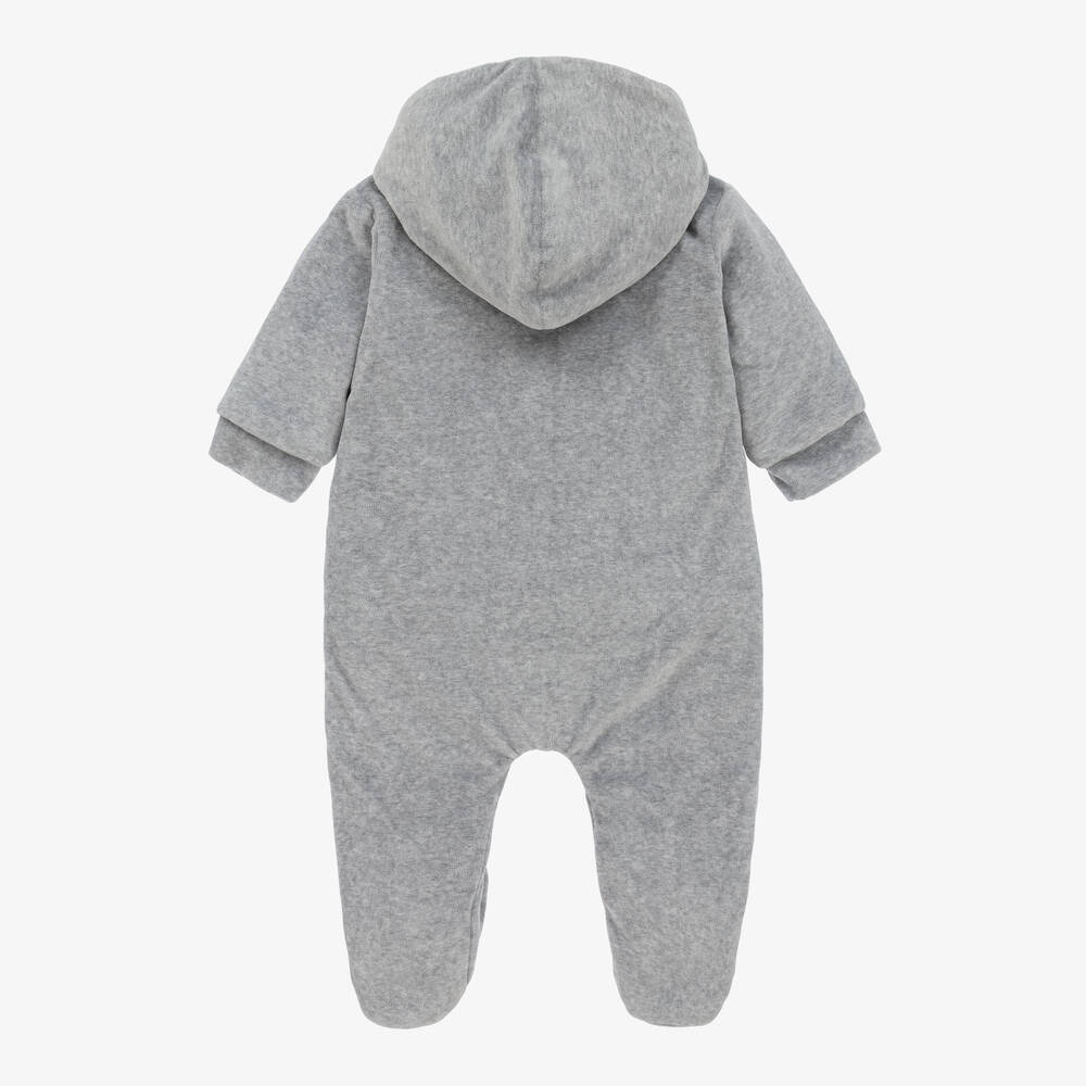 Moschino Baby Grey Cotton Velour Teddy Baby Pramsuit Childrensalon Outlet