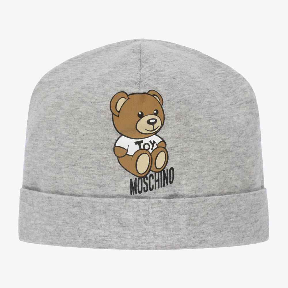 Moschino Baby - Grey Logo Baby Layette Hat | Childrensalon