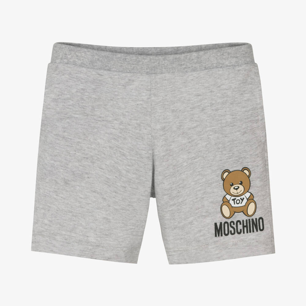 Moschino Baby - Grey Marl Cotton Logo Shorts | Childrensalon