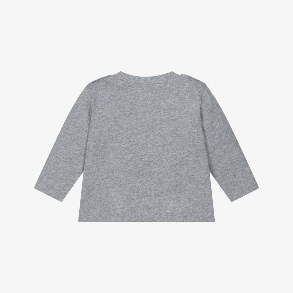 Moschino-Grey Marl Cotton Teddy Bear Logo Top | Childrensalon Outlet