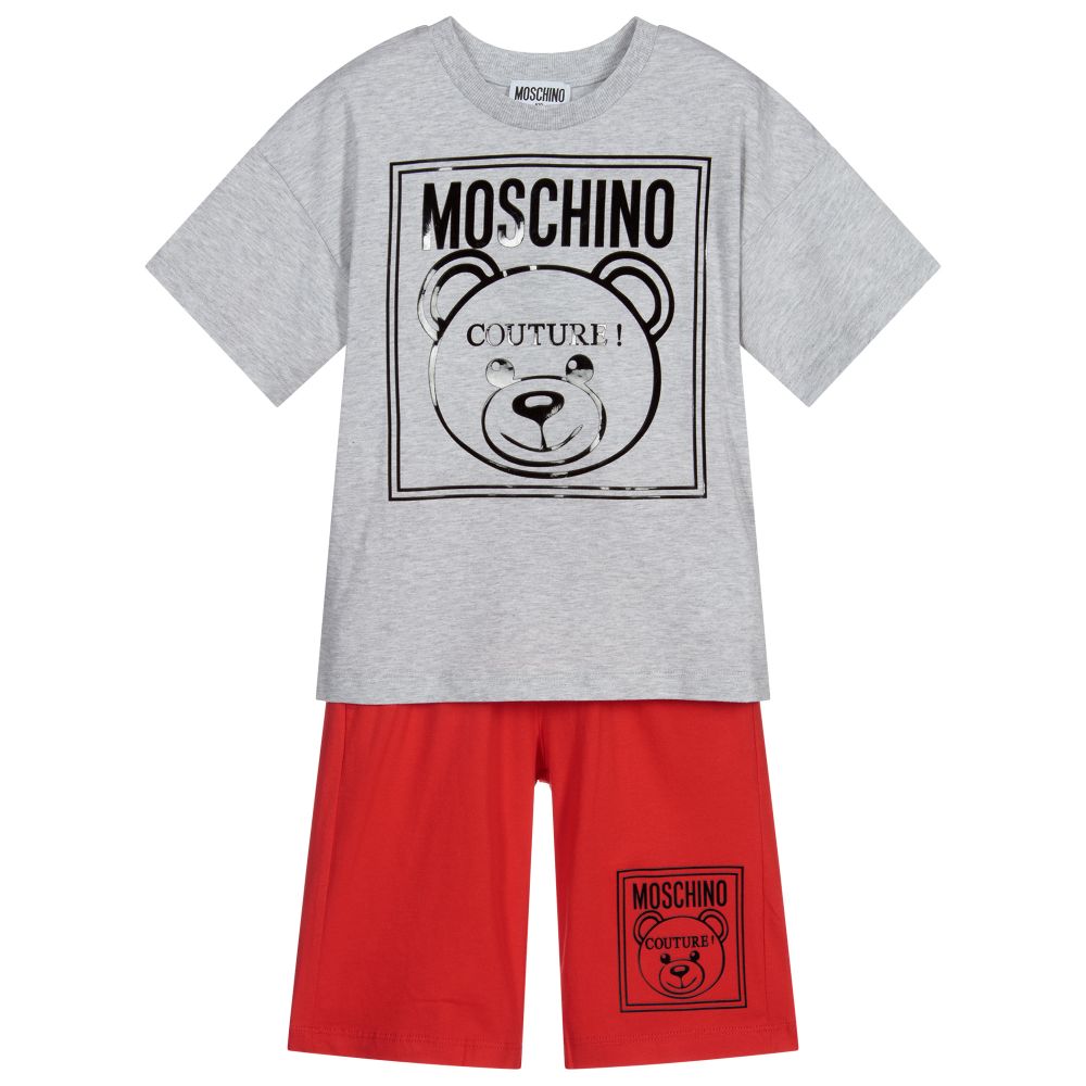 Moschino Kid-Teen - Grey & Red Shorts Set | Childrensalon