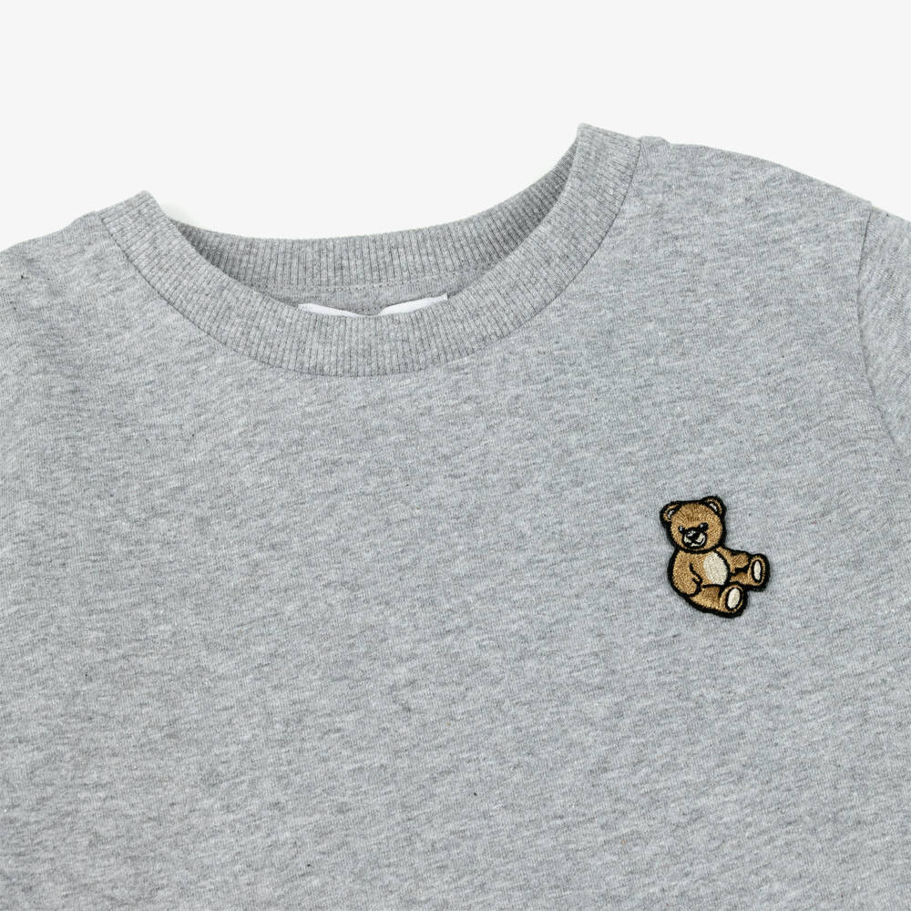 Moschino-تيشيرت قطن رمادي بتصميم دب تيدي | Childrensalon Outlet