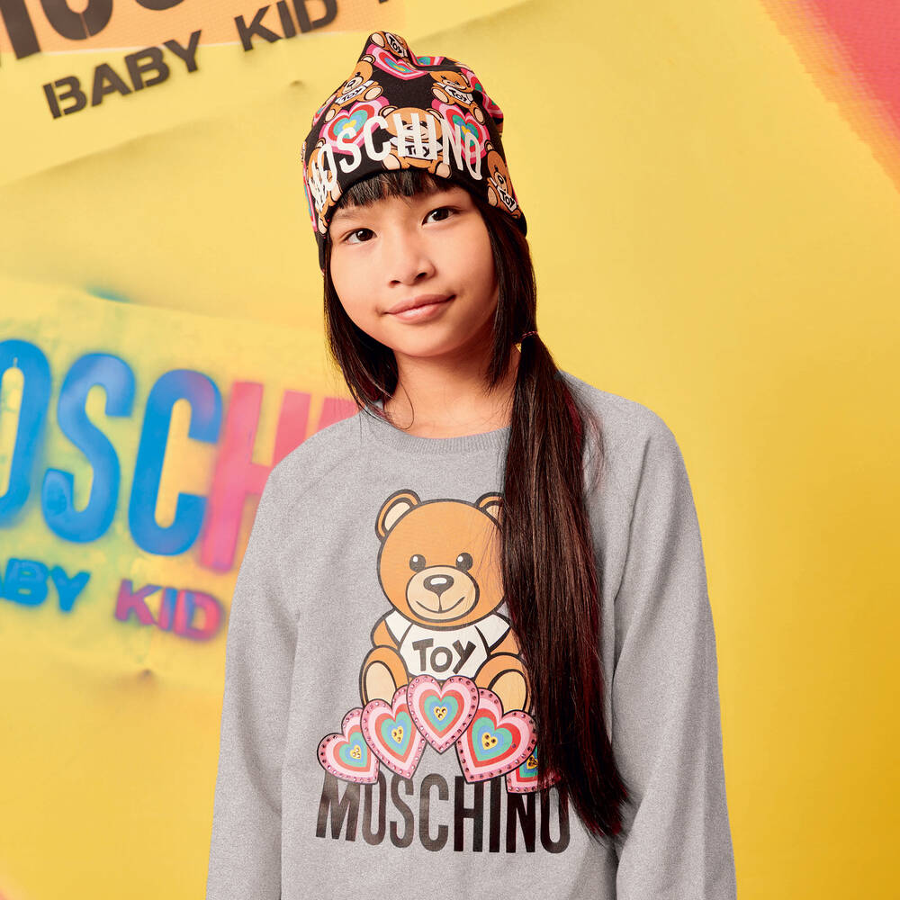 Moschino Kid-Teen-Grey Teddy Logo Sweatshirt | Childrensalon Outlet