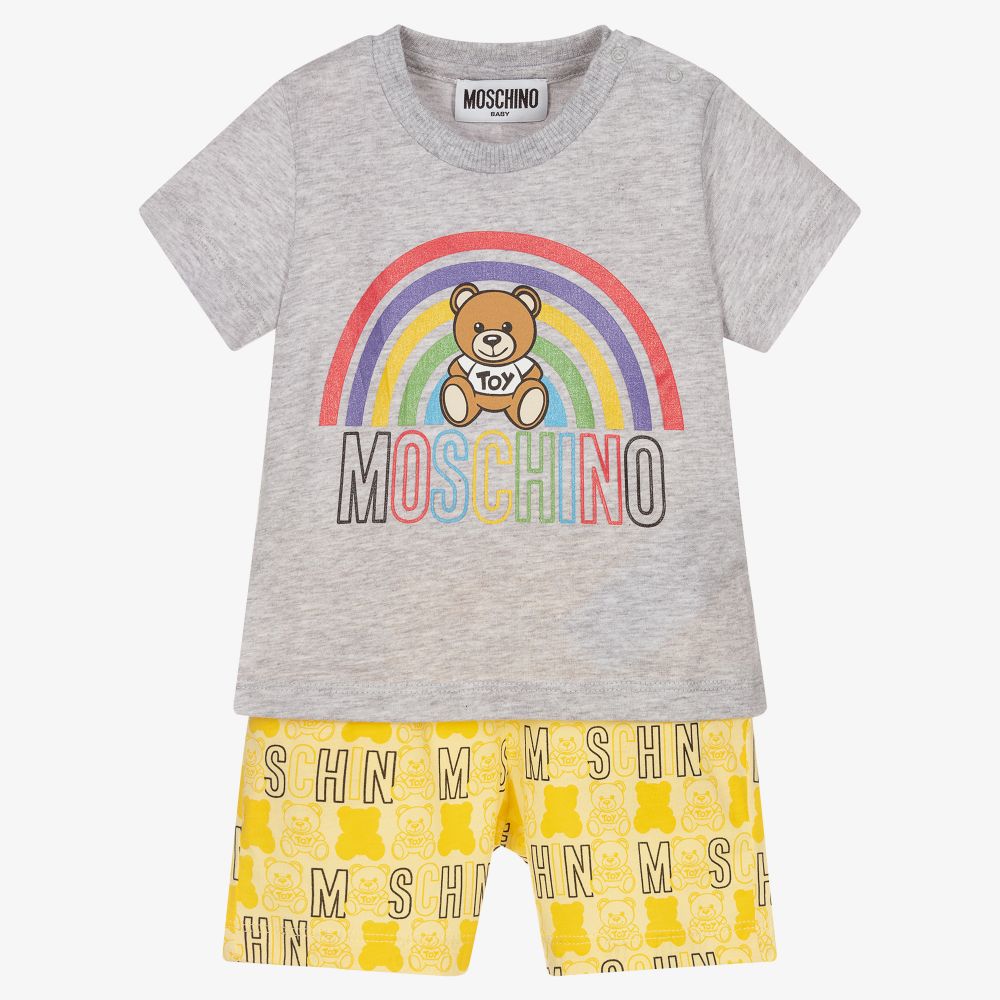 Moschino Baby - Grey & Yellow Baby Shorts Set | Childrensalon