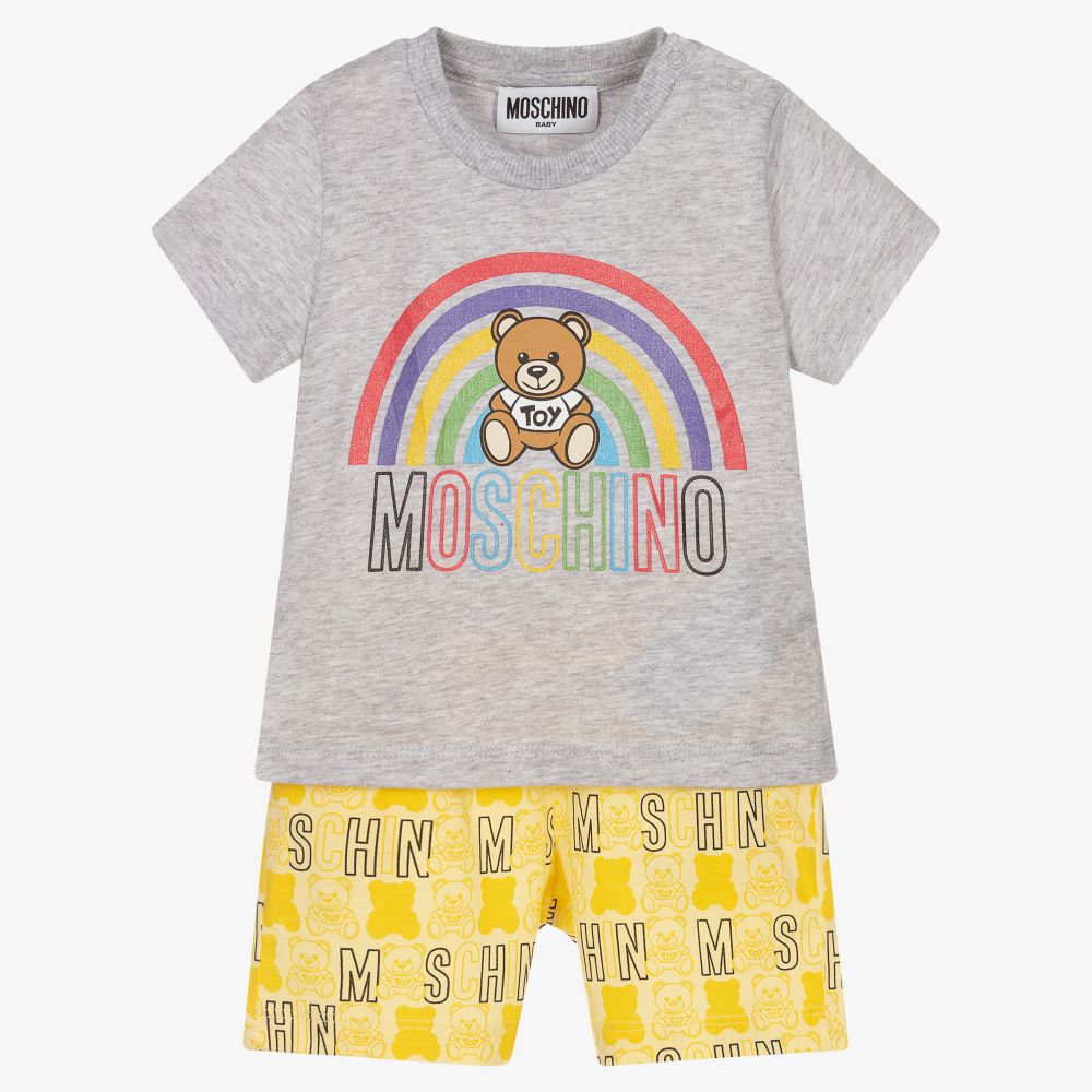Moschino Baby-Grey & Yellow Baby Shorts Set | Childrensalon Outlet