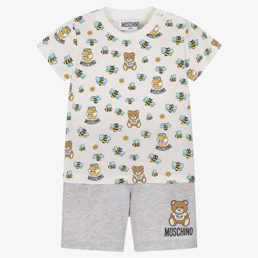 Moschino Baby - Teddy & Bienen Shorts-Set elfenbein | Childrensalon