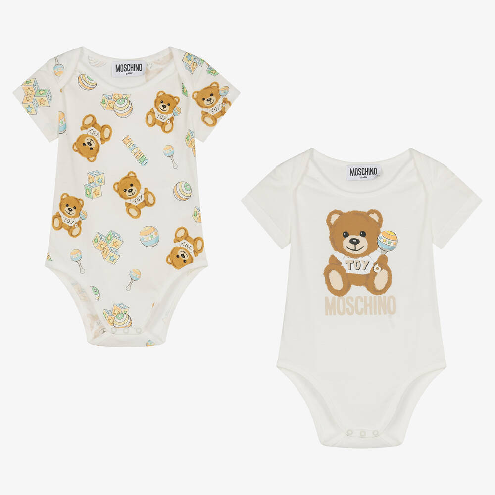 Moschino Baby - Кремовые боди с медвежатами (2шт.) | Childrensalon