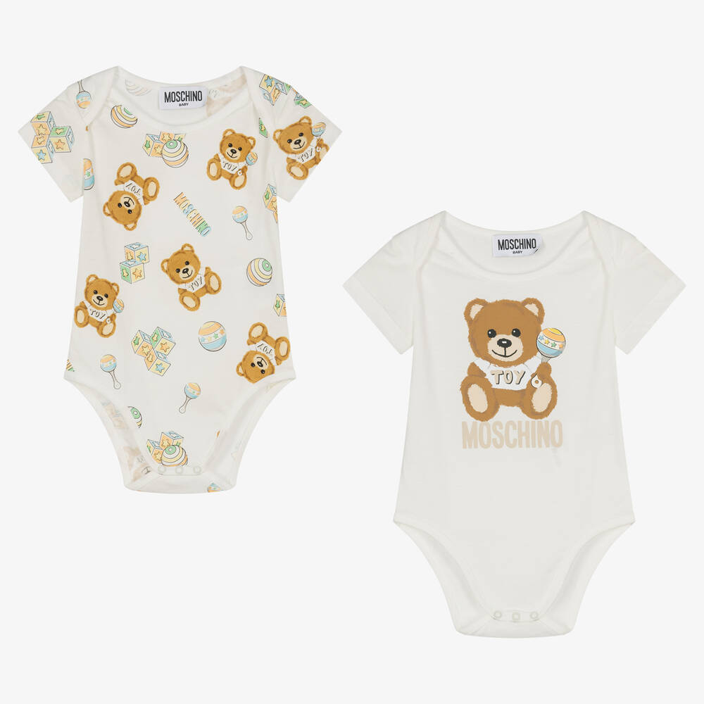 Moschino Baby - Bodies ivoire à motif nounours (x2) | Childrensalon