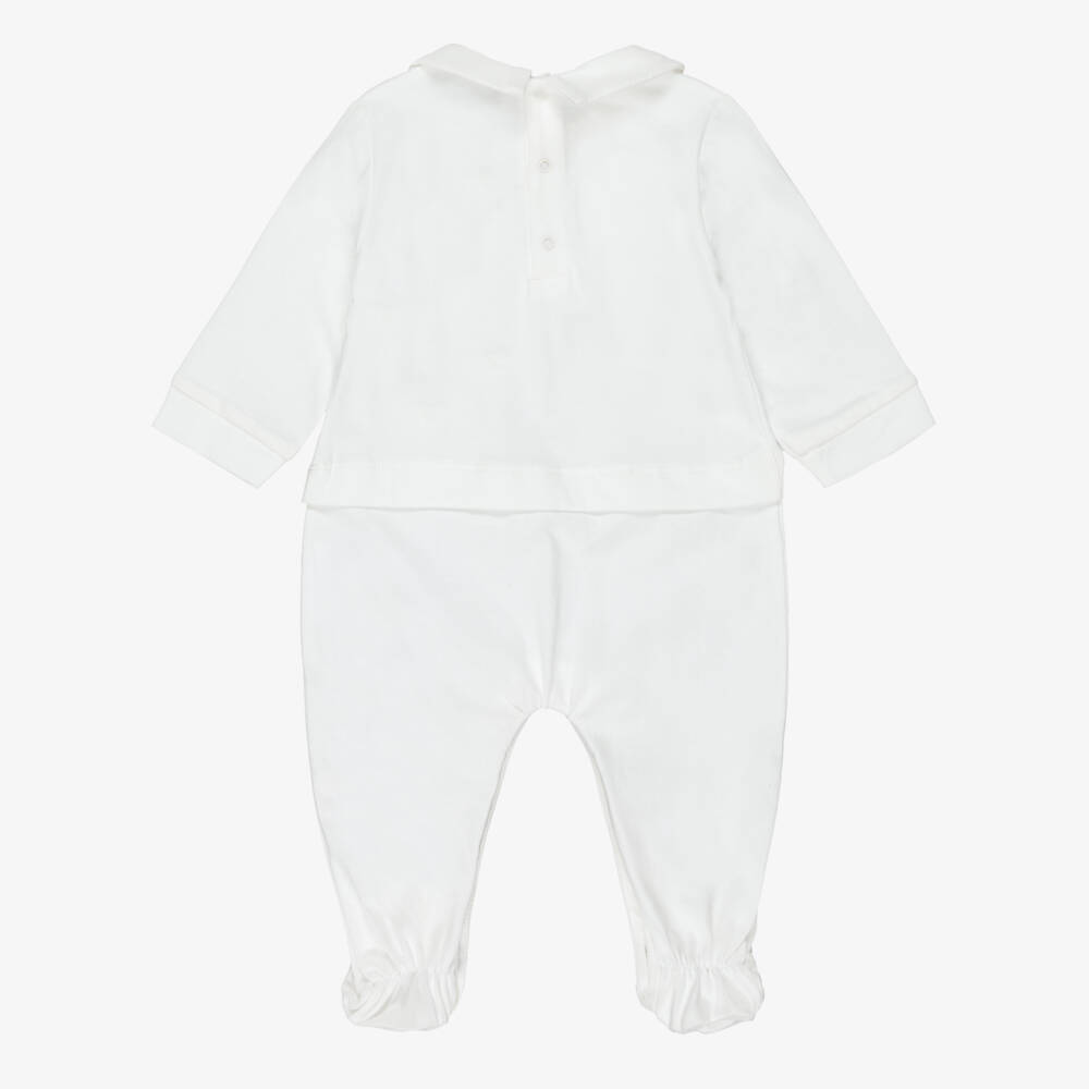 Moschino-Ivory Bear Patch Babygrow | Childrensalon Outlet
